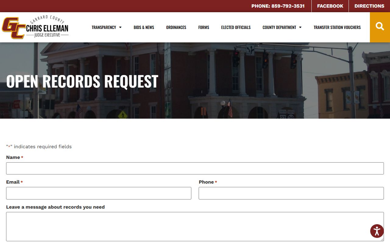 Garrard County clerk records open records request
