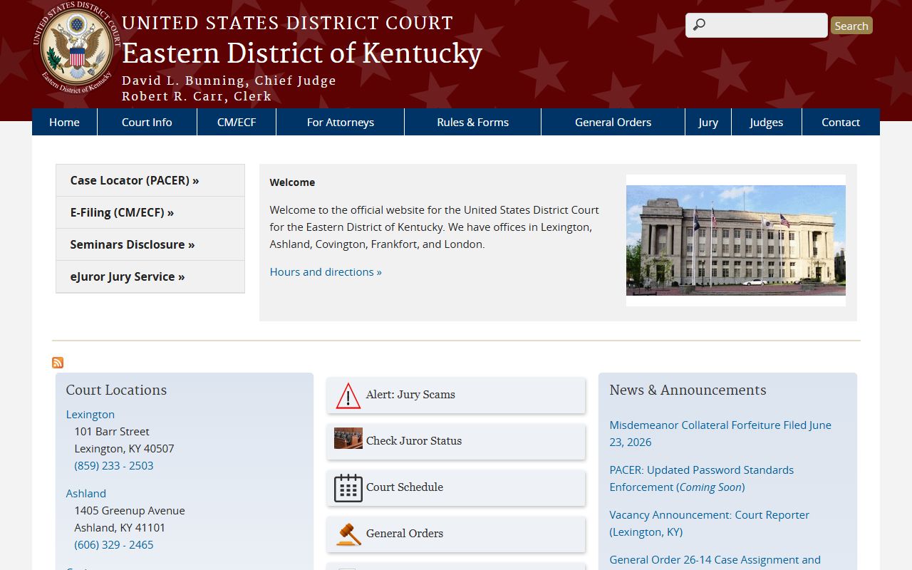 Garrard County court dockets U.S. District Court Eastern District of Kentucky