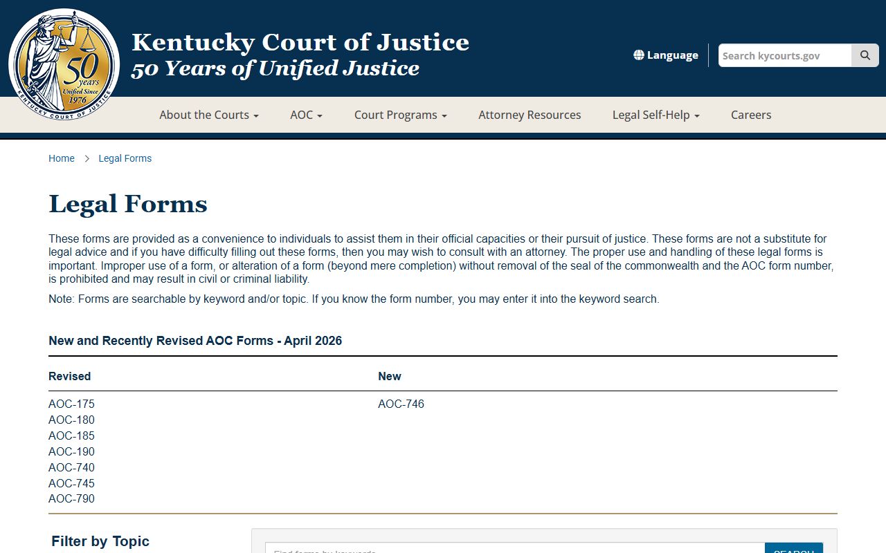 Garrard County court records Kentucky Court of Justice legal forms