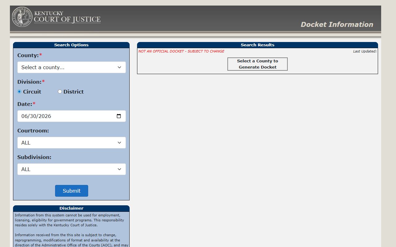 Garrard County court records Kentucky public docket search