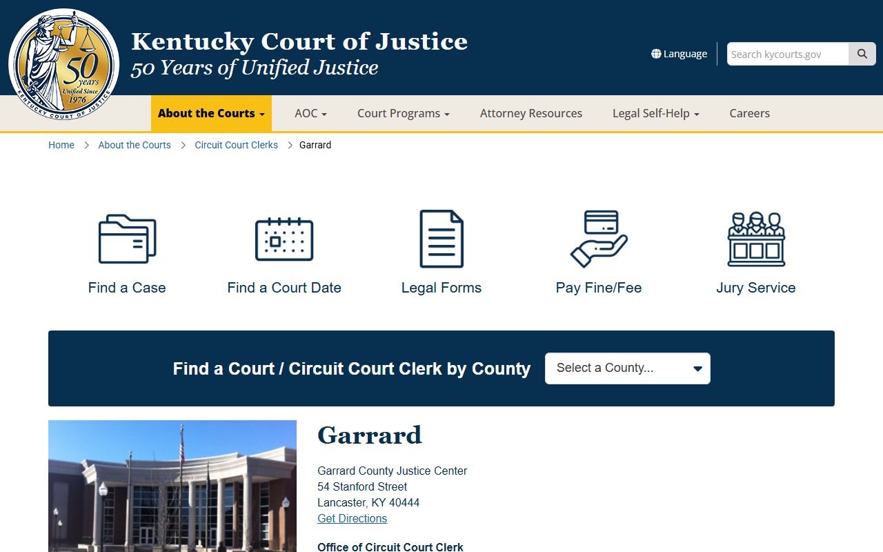 Garrard County Circuit Court records county court schedule
