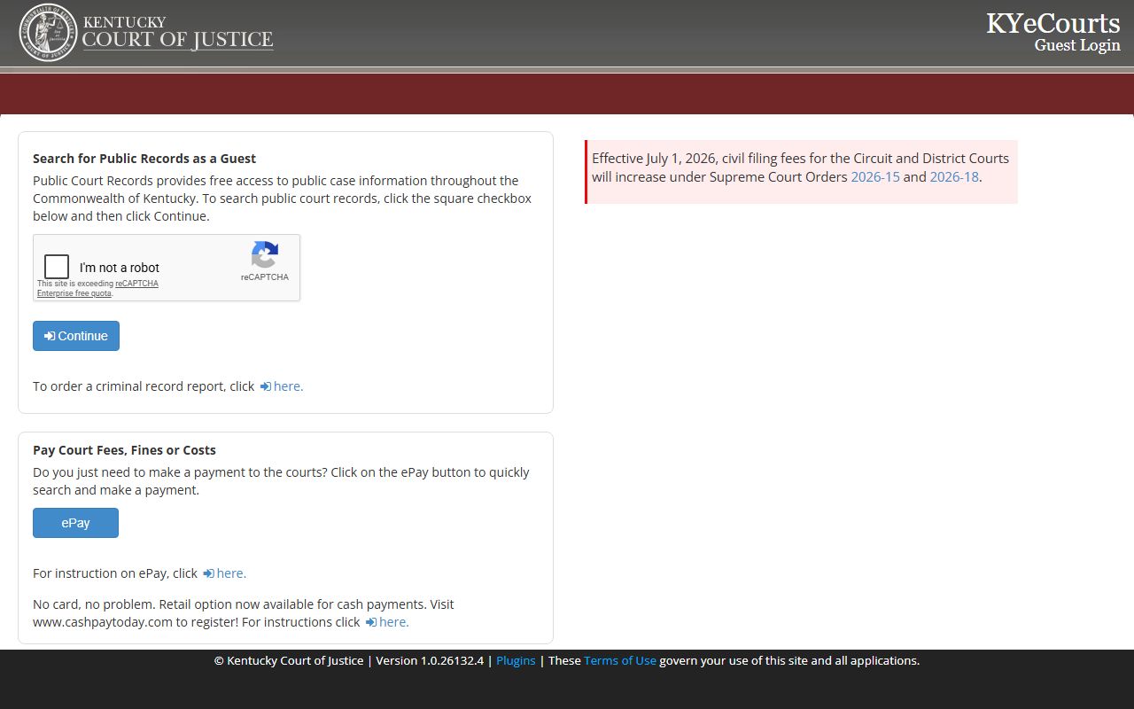 Garrard County court records KYeCourts public search portal