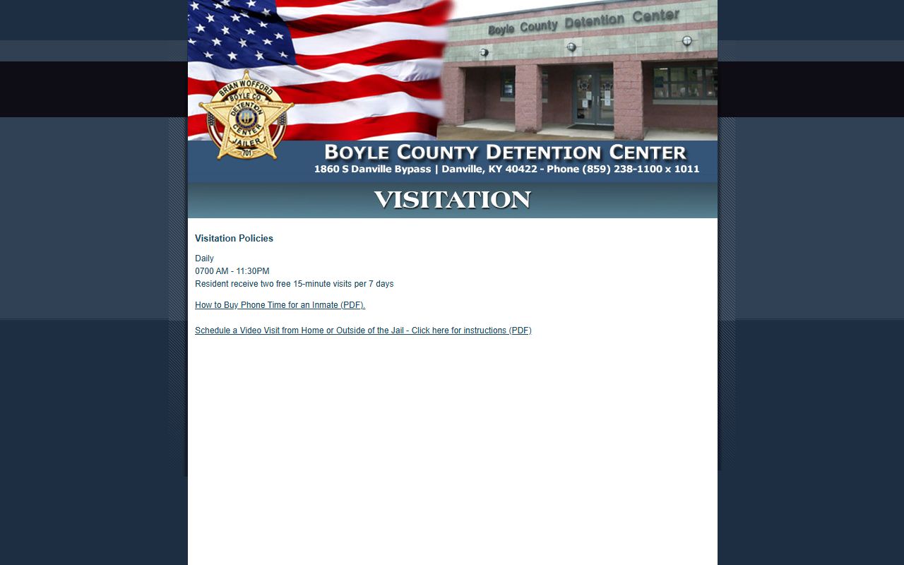Garrard County inmate records visitation rules