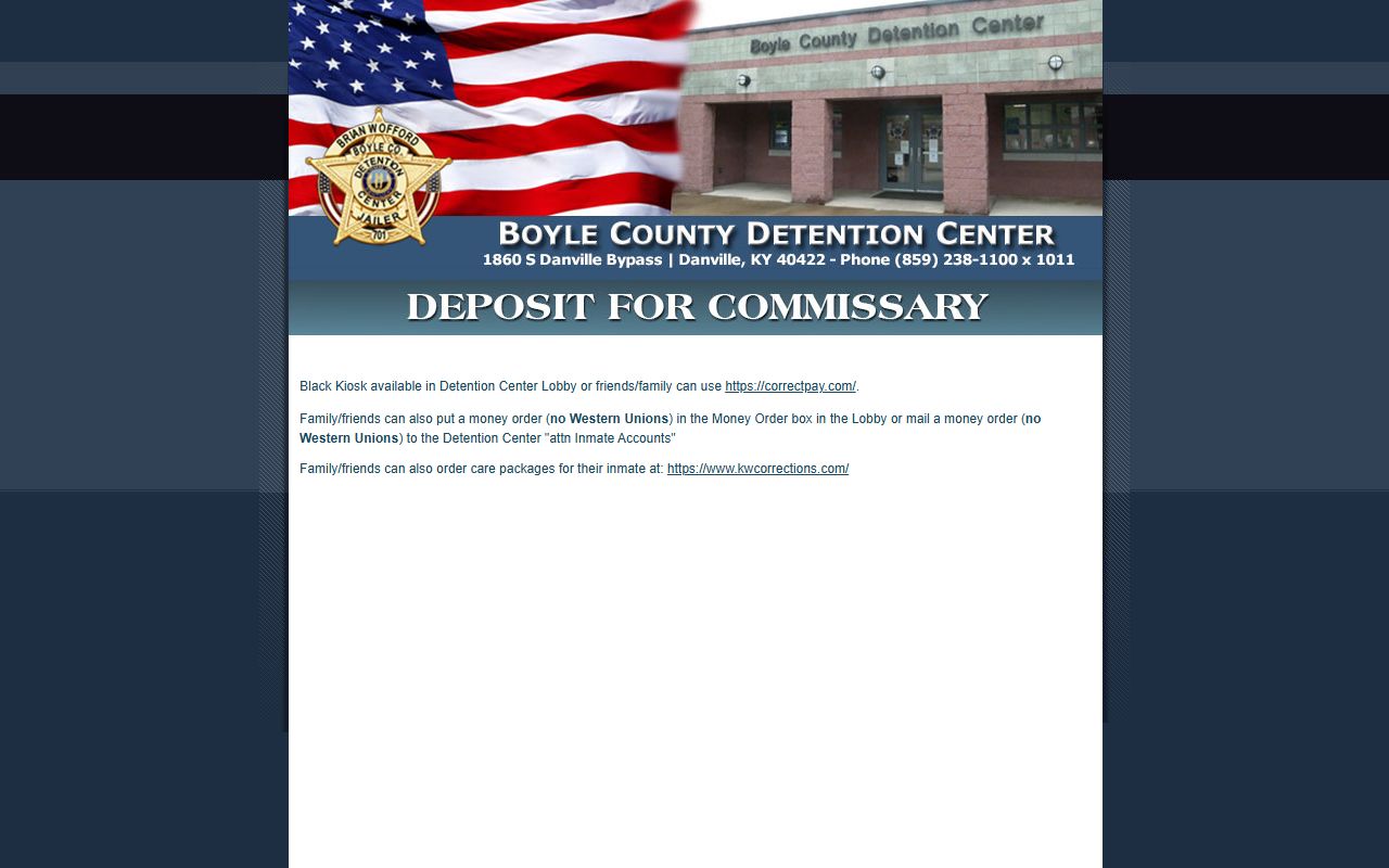 Garrard County inmate records commissary deposits